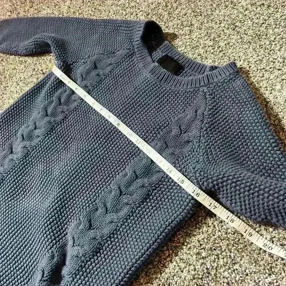 Womens Cynthia Rowley Blue Cable Knit Pullover Sweater Size Medium - Picture 5 of 9